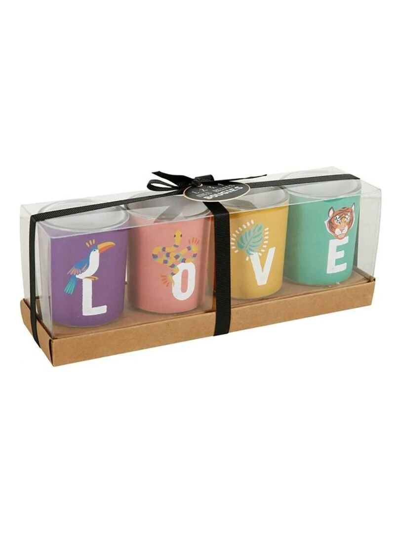 Bougies pot verre Jungle X4   Violet