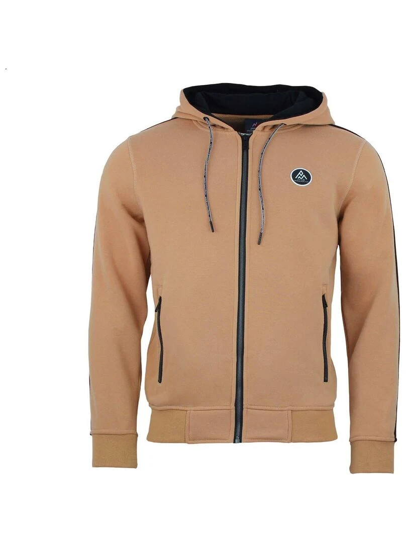 Sweat zippé à capuche homme CYRIL PEAK MOUNTAIN Marron caramel
