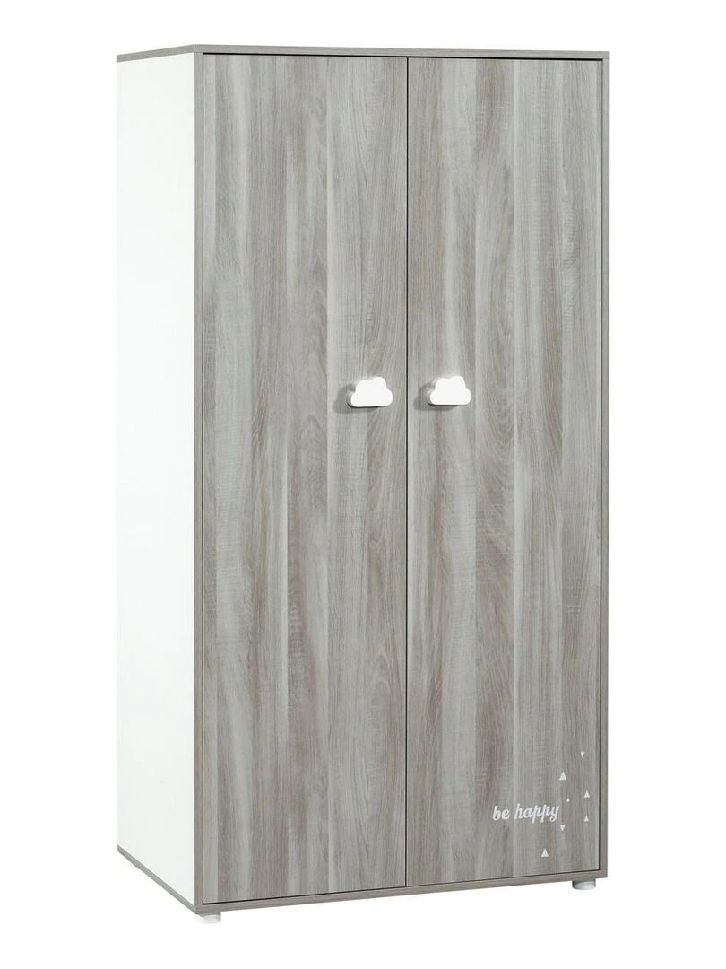 Armoire 2 portes 168x85x57cm en bois BABYPRICE Gris