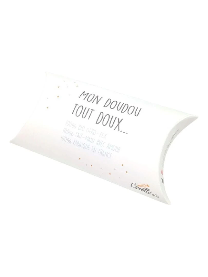 Doudou Plat Bio Pingouin Made in France   Blanc