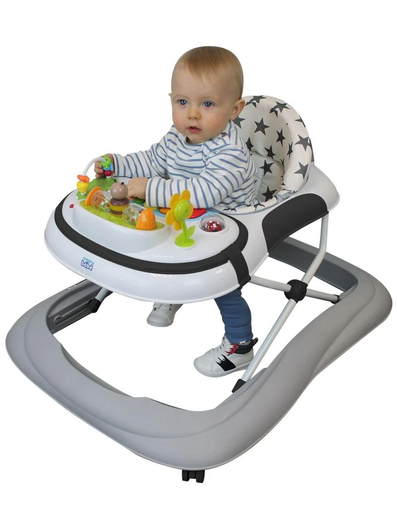 Trotteur bébé évolutif musical pliable réglable en hauteur Monsieur Bébé Noir