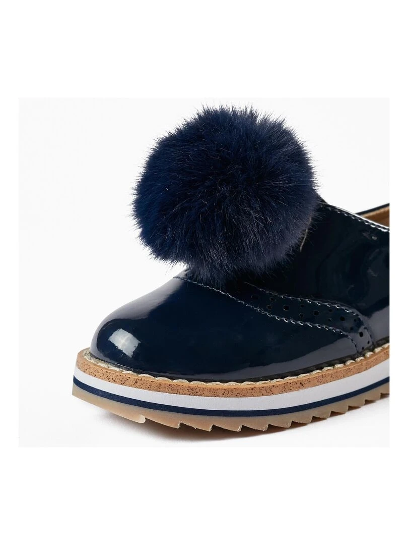 Chaussures en vernis avec pompon pour bébé fille   BROTHERS&SISTERS   Bleu foncé