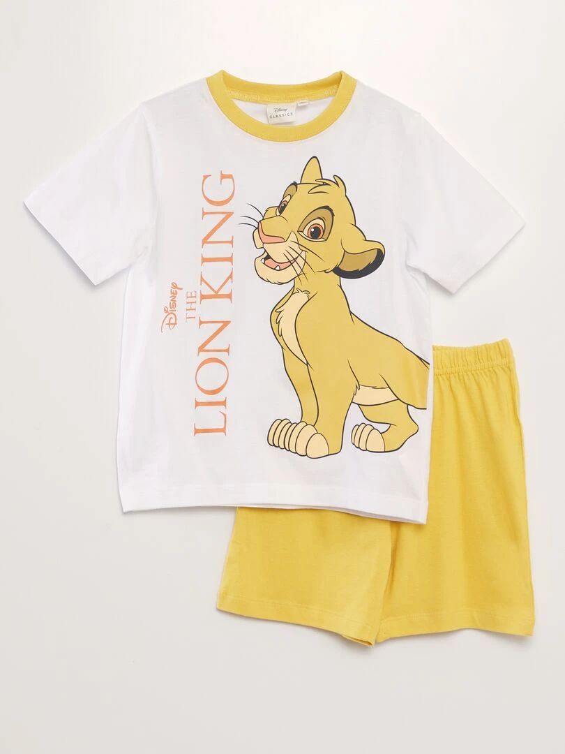Pyjama short 'Simba' 2 pièces Blanc/jaune