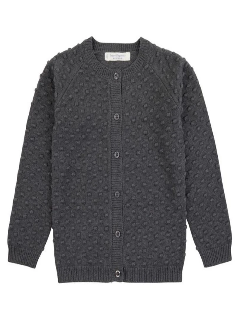 Gilet Bébé en Maille de Coton Bio Gris