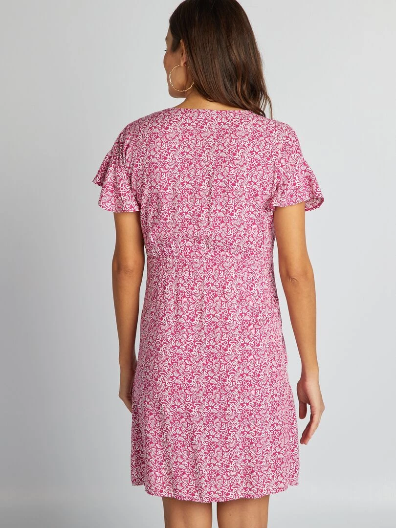 Robe légère de maternité resserrée à la taille   Rose/blanc