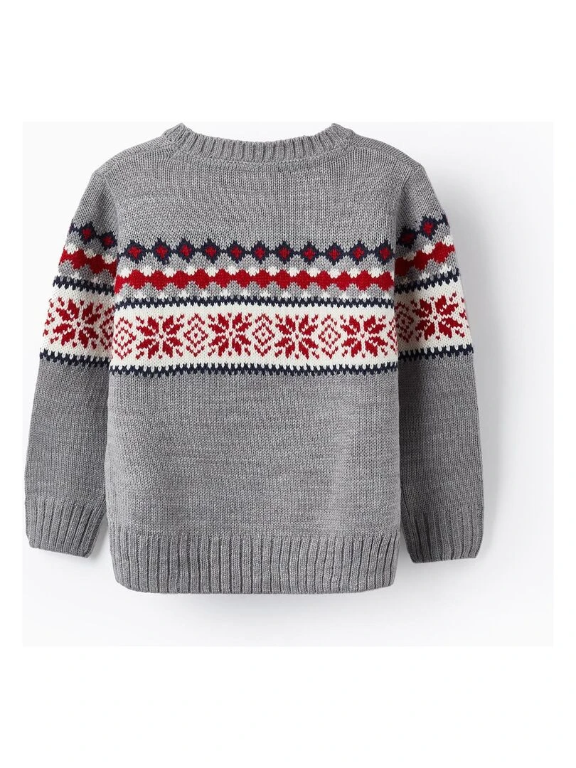Pull en grosse maille à motif pour garçon NOËL Gris