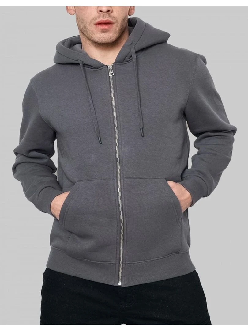 Sweat à capuche zippé Kebello gris anthracite