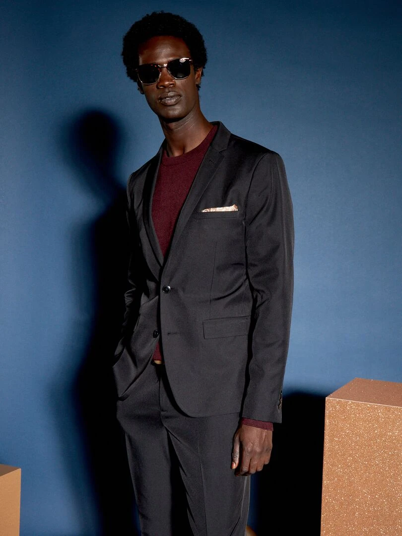 Veste de costume slim en twill   noir