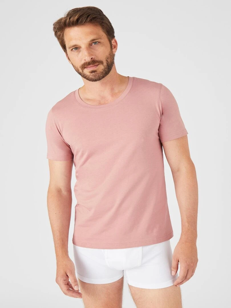 Tee shirt manches courtes en pur coton pima Damart Rose