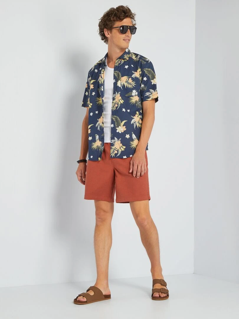 Bermuda uni à taille élastiquée Orange foncé