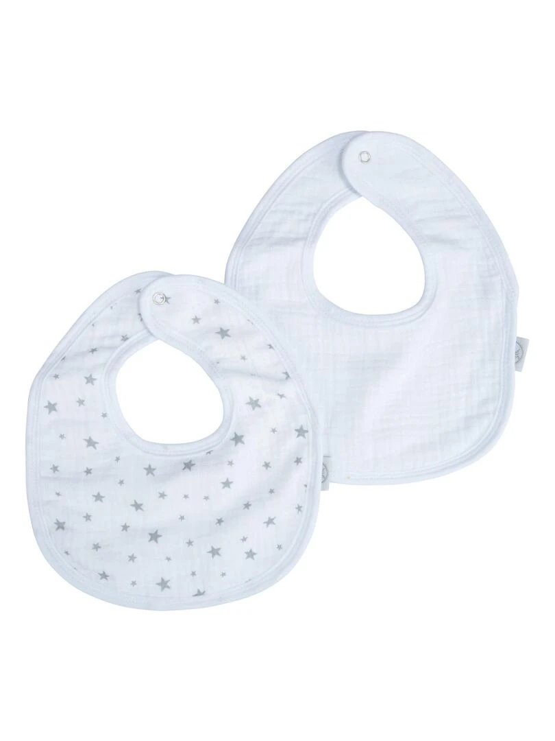 Lot de deux Bavoirs bebe en gaze de coton Jaune
