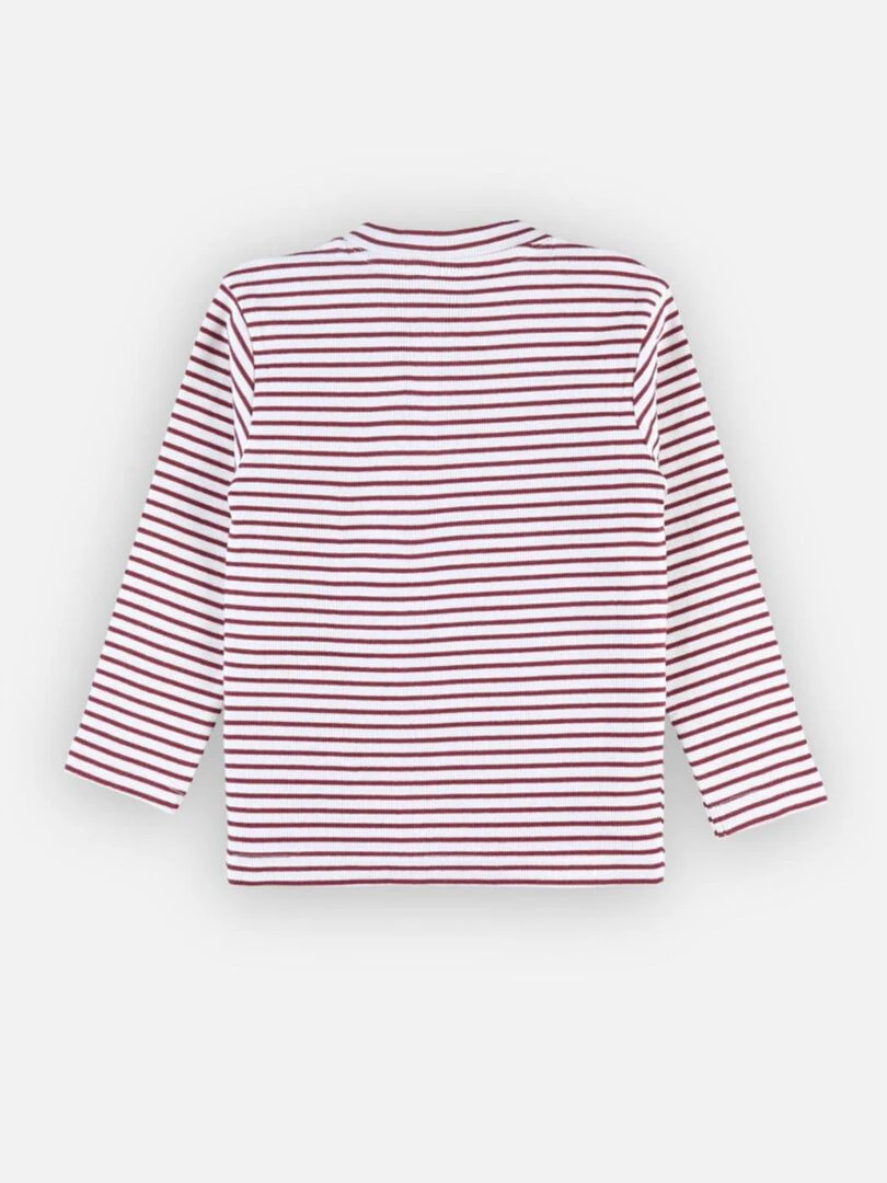 T shirt henley longues manches rayé  écru/rouge brique   Noukie's   Blanc