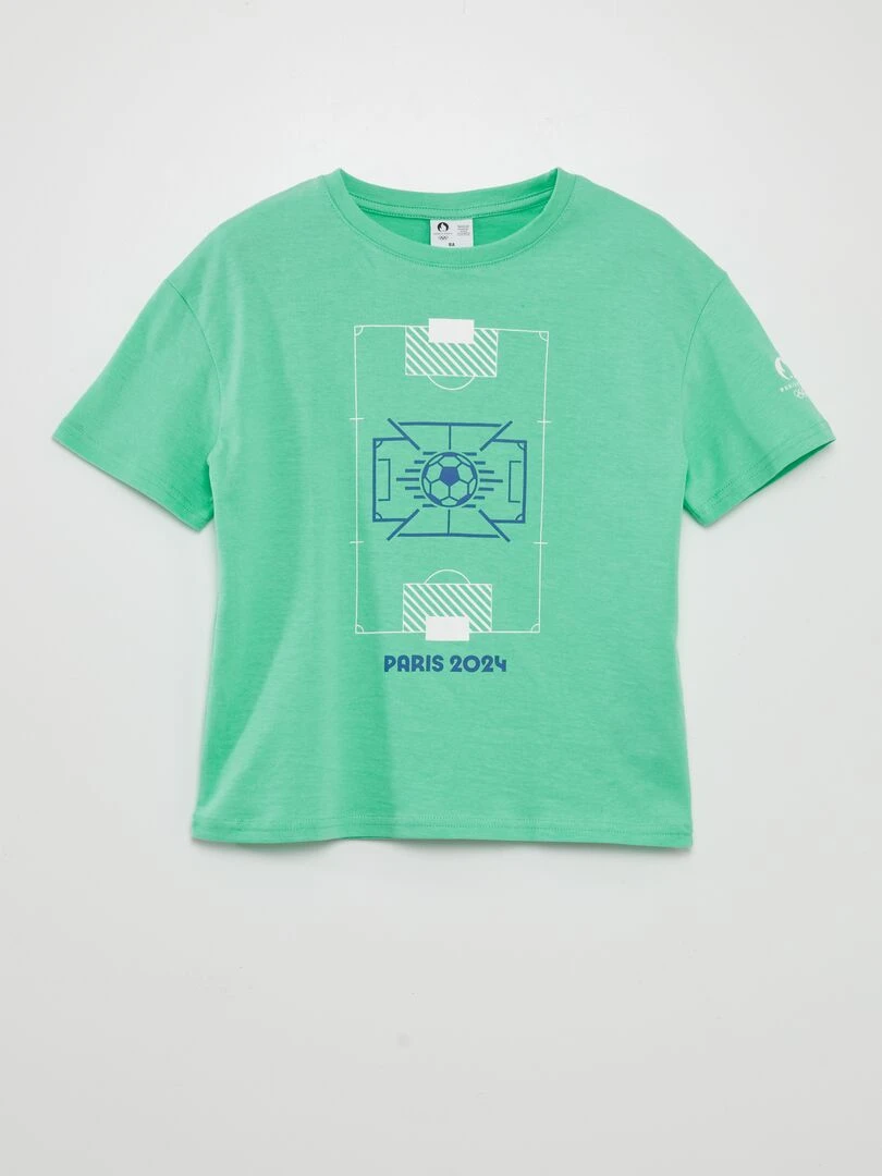 T shirt large en coton   Paris 2024   Vert