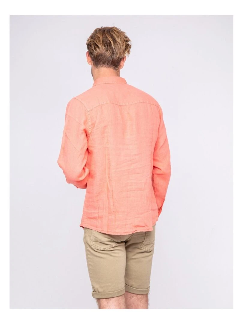Chemise manches longues pur lin DALAMO Orange corail