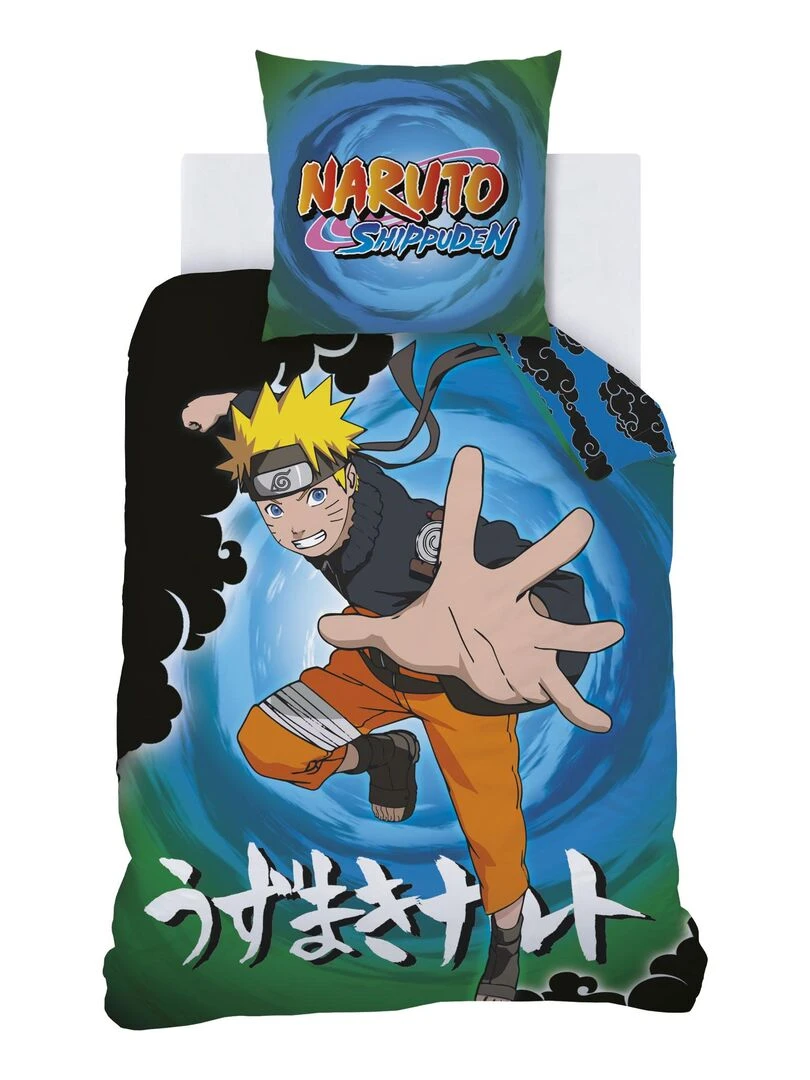 Parure de lit imprimée 100% coton  NARUTO BLACK CLOUDS   Bleu