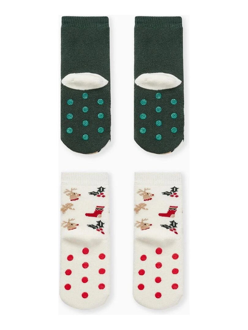 Pack 2 Paires de Chaussettes Antidérapantes pour Bébé 'Noël' NOËL Multicolore
