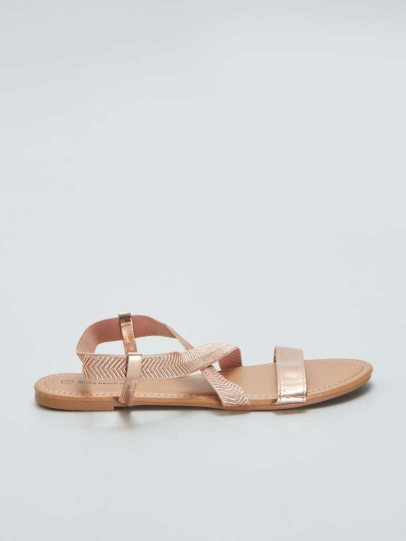Sandales plates brides élastiques Rose