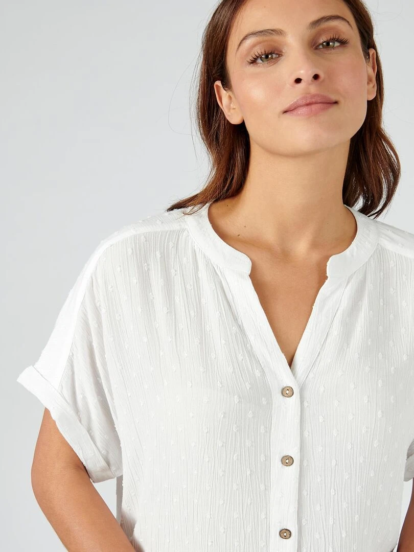 Chemisier crépon *fibres pure viscose Lenzing(TM) EcoVero(TM) Damart Blanc cassé