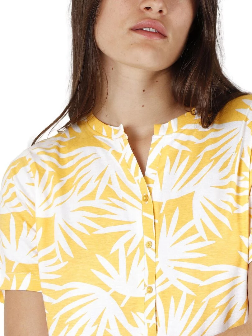 Robe de plage manches courtes Palm Spring   Jaune