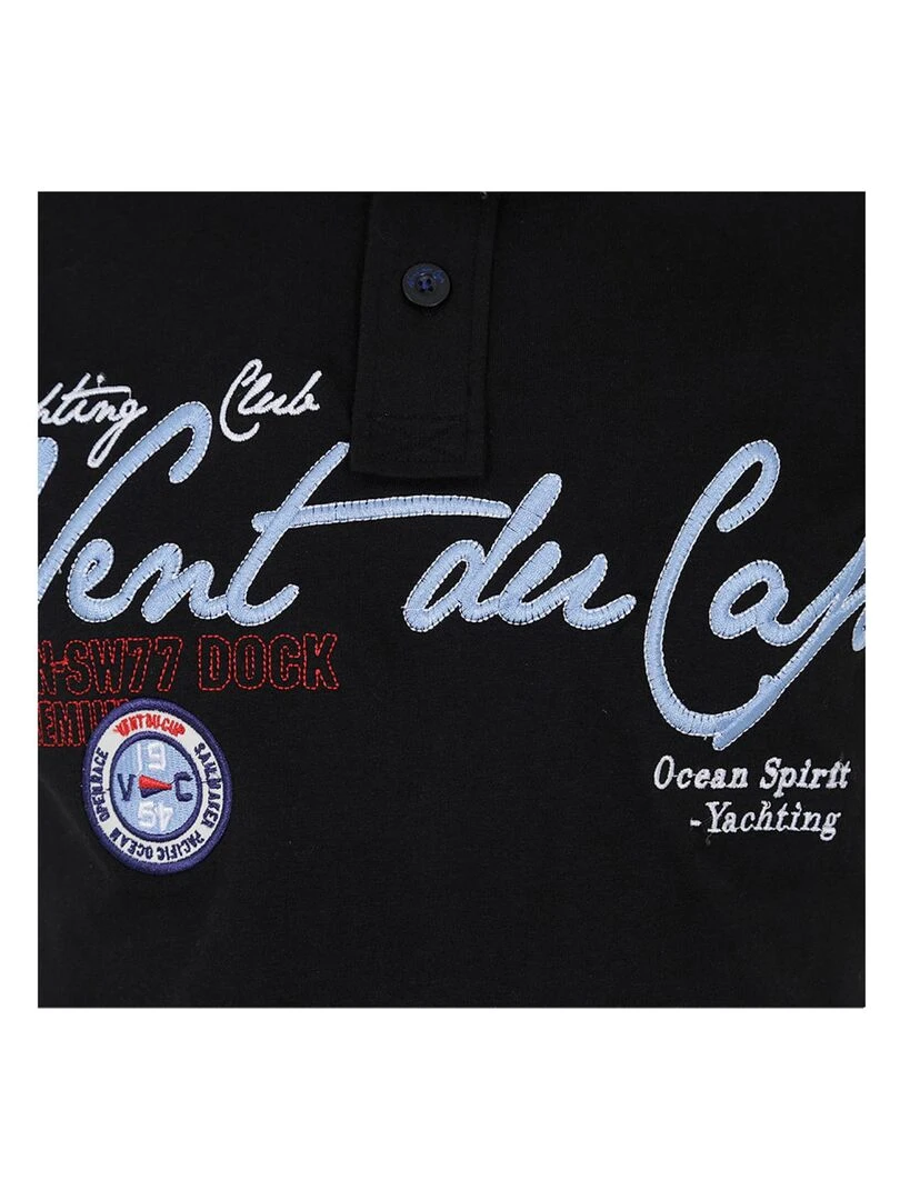 Polo manches courtes homme CAZRI   VENT DU CAP   Noir Noir