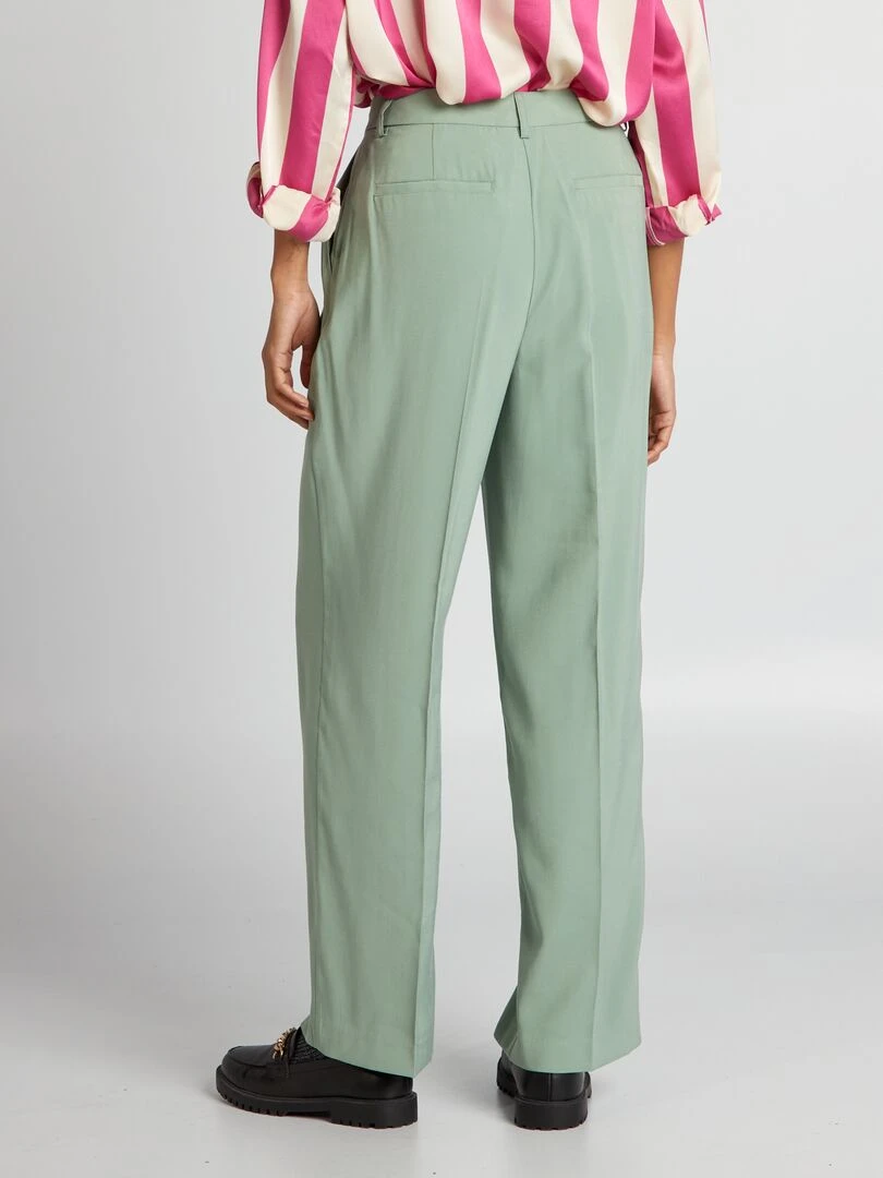 Pantalon droit taille haute   Vert olive