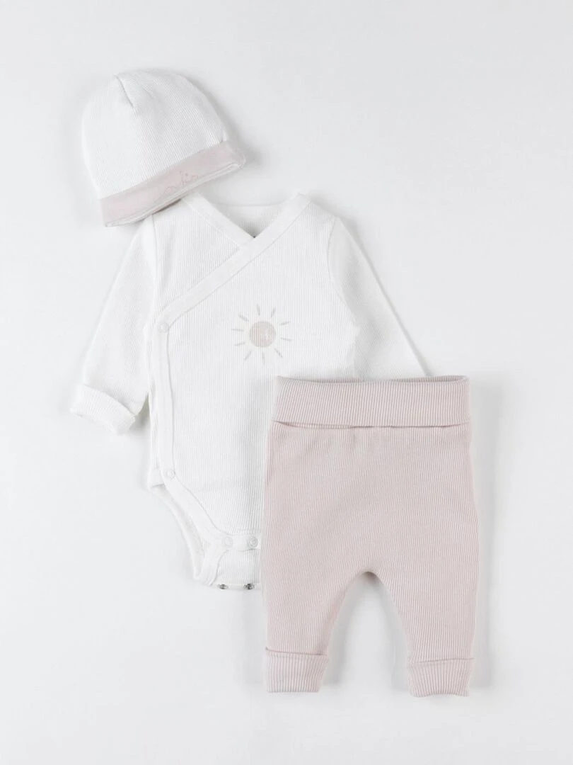 Set body + legging + bonnet clair /écru Noukie's Beige