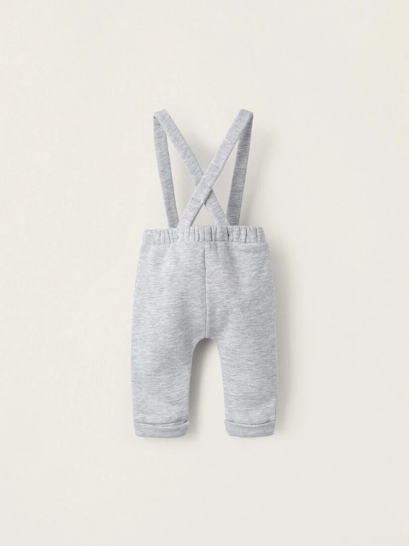 Pantalon avec bretelles amovibles pour nouveau né AUSTRALIANA Gris clair