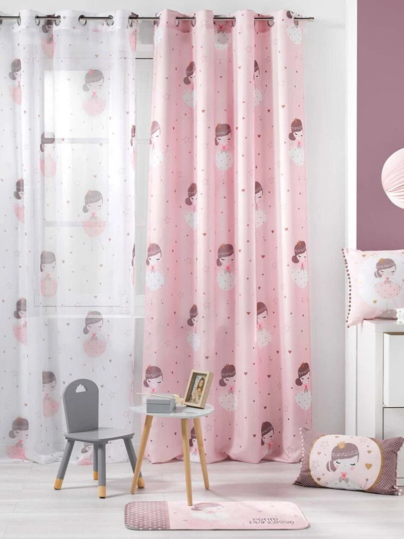Rideau à œillets 140x260 Petite princesse rose   Rose