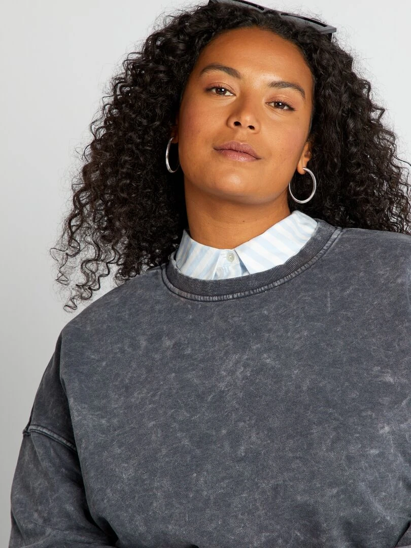 Sweat oversize effet délavé   Gris