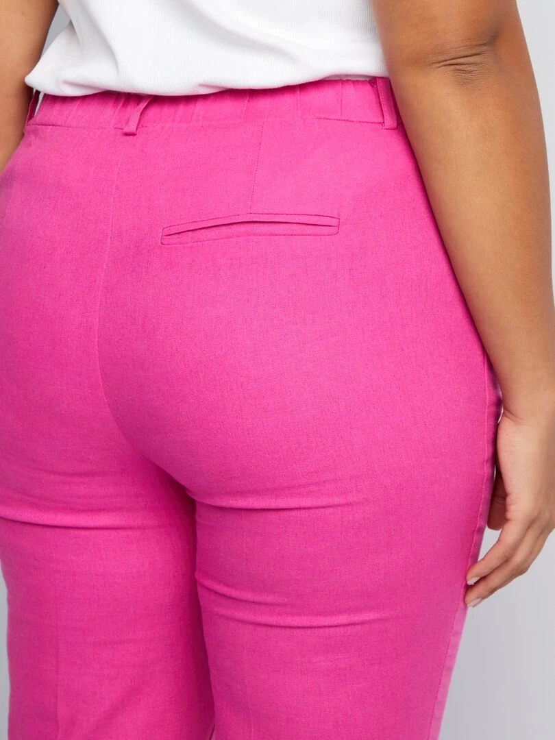 Pantalon skinny avec lin   Rose