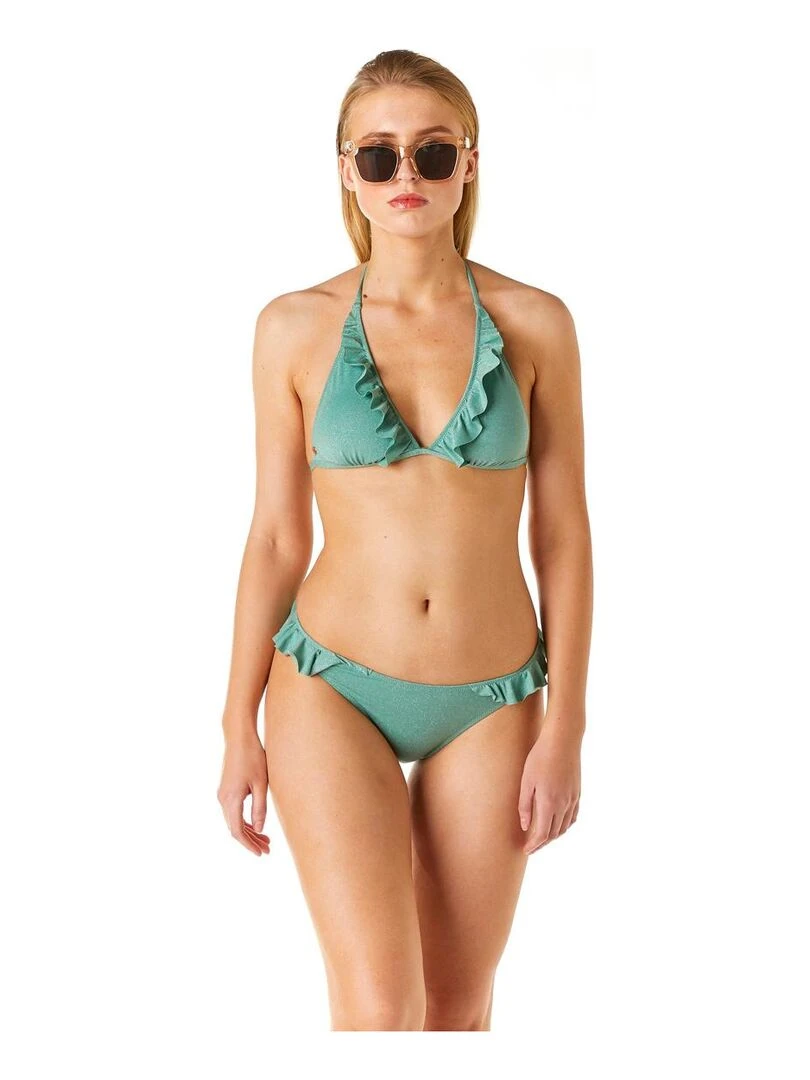 Slip de bain tanga CARNAVAL   Brigitte Bardot Bain   Vert