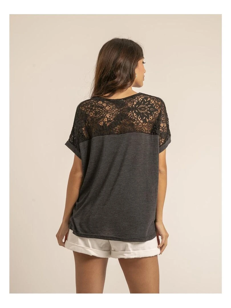 T shirt dentelle FERASSIA Noir