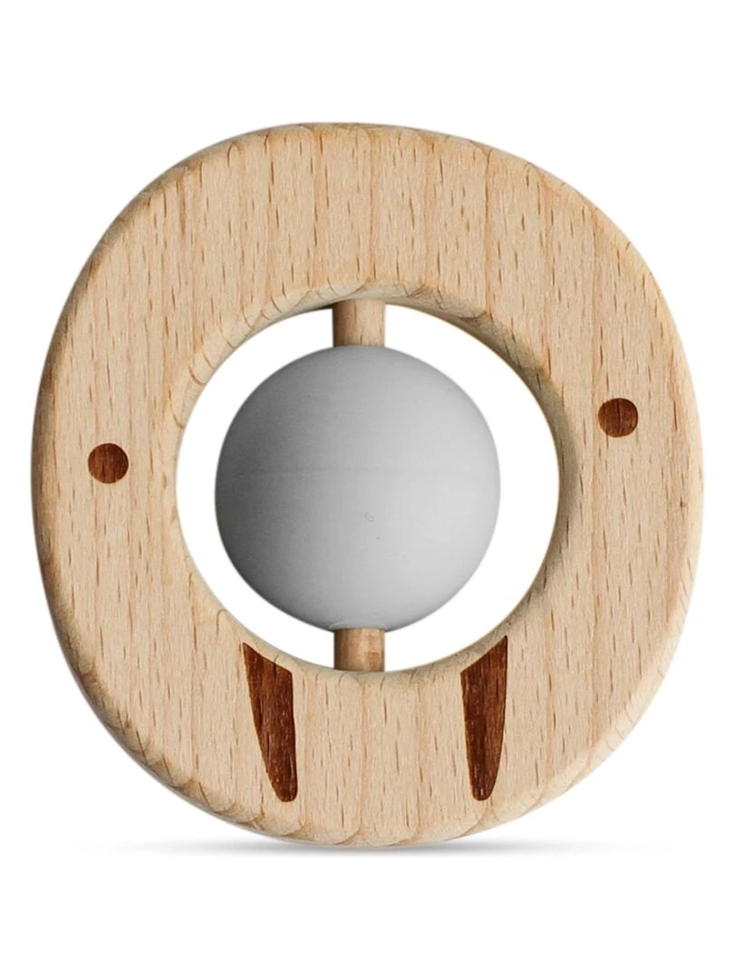 Jouet de dentition en bois et silicone Gris