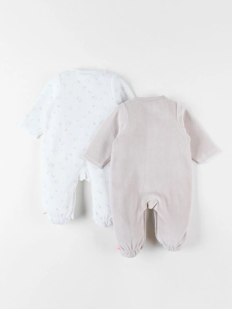 Set de 2 pyjamas 1 pièce greige/écru Noukie's Blanc