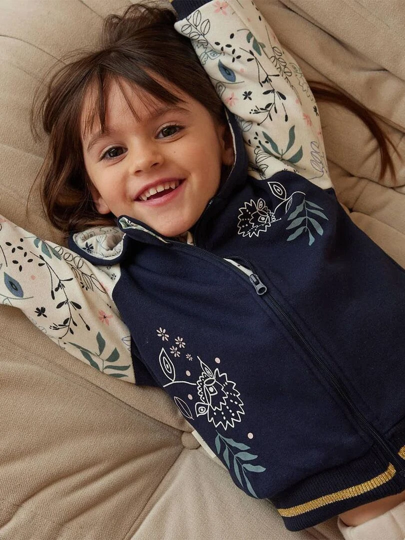 Sweat shirt à capuche enfant en molleton Belle de Nuit   Bleu
