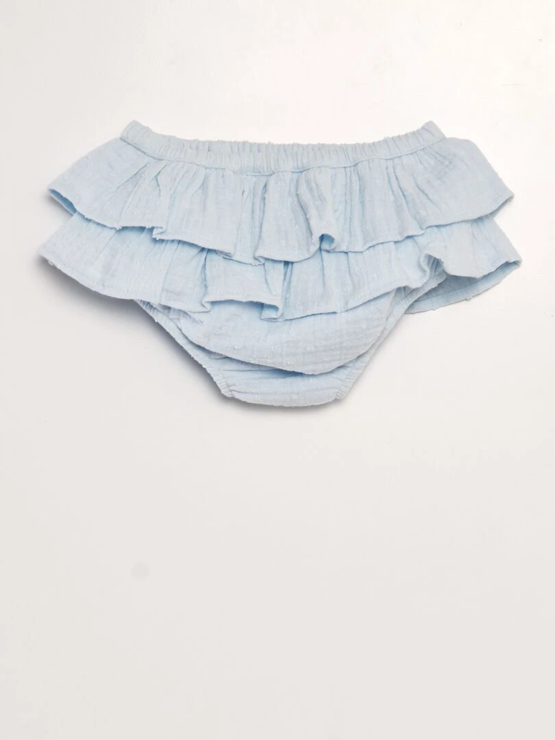 Culotte en gaze de coton avec plumetis Bleu