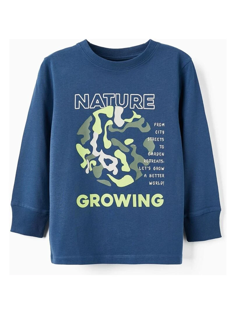 T shirt à manches longues pour garçon 'Nature Growing' manches longues Bleu foncé
