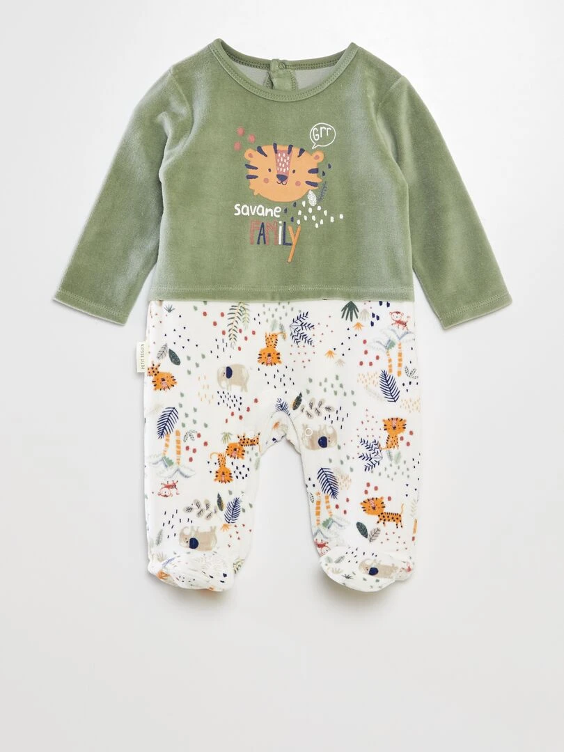 Pyjama velours effet 2 en 1 'Petit Béguin' Vert