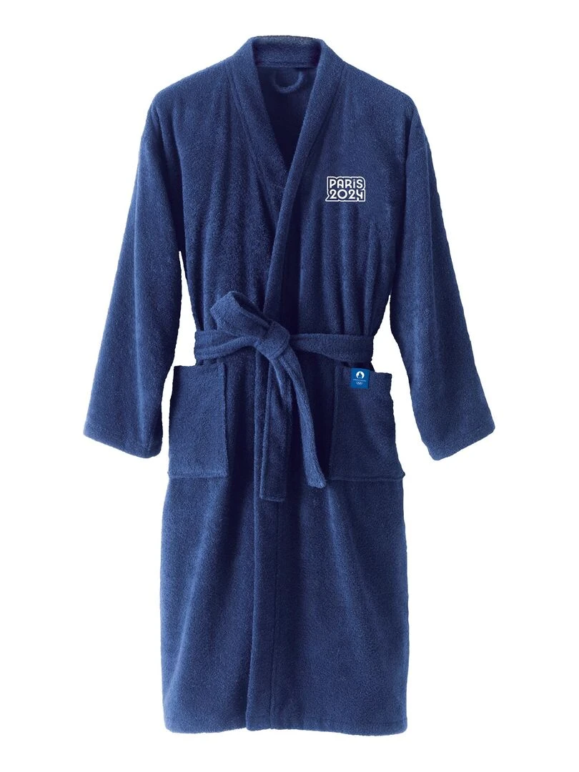 Peignoir adulte 100% coton  PARIS 2024 JEUX OLYMPIQUES ANNEAUX   Bleu marine