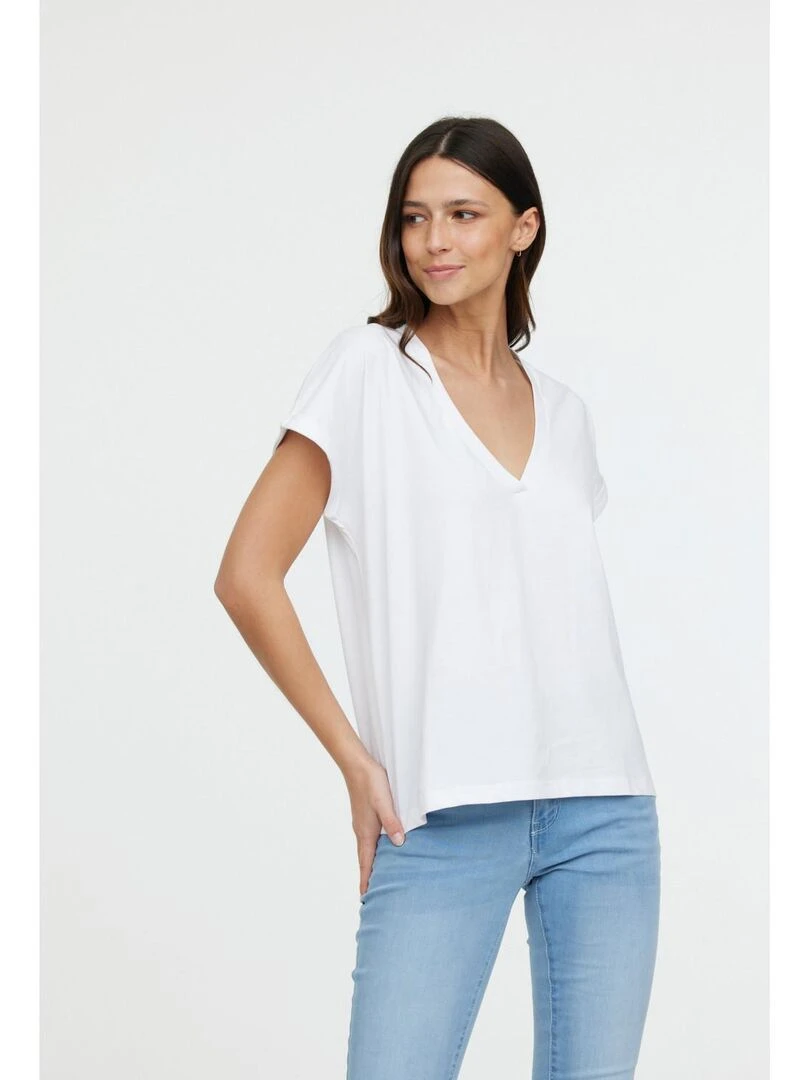 Lee Cooper T Shirt manches courtes coton loose ALYS MC Blanc