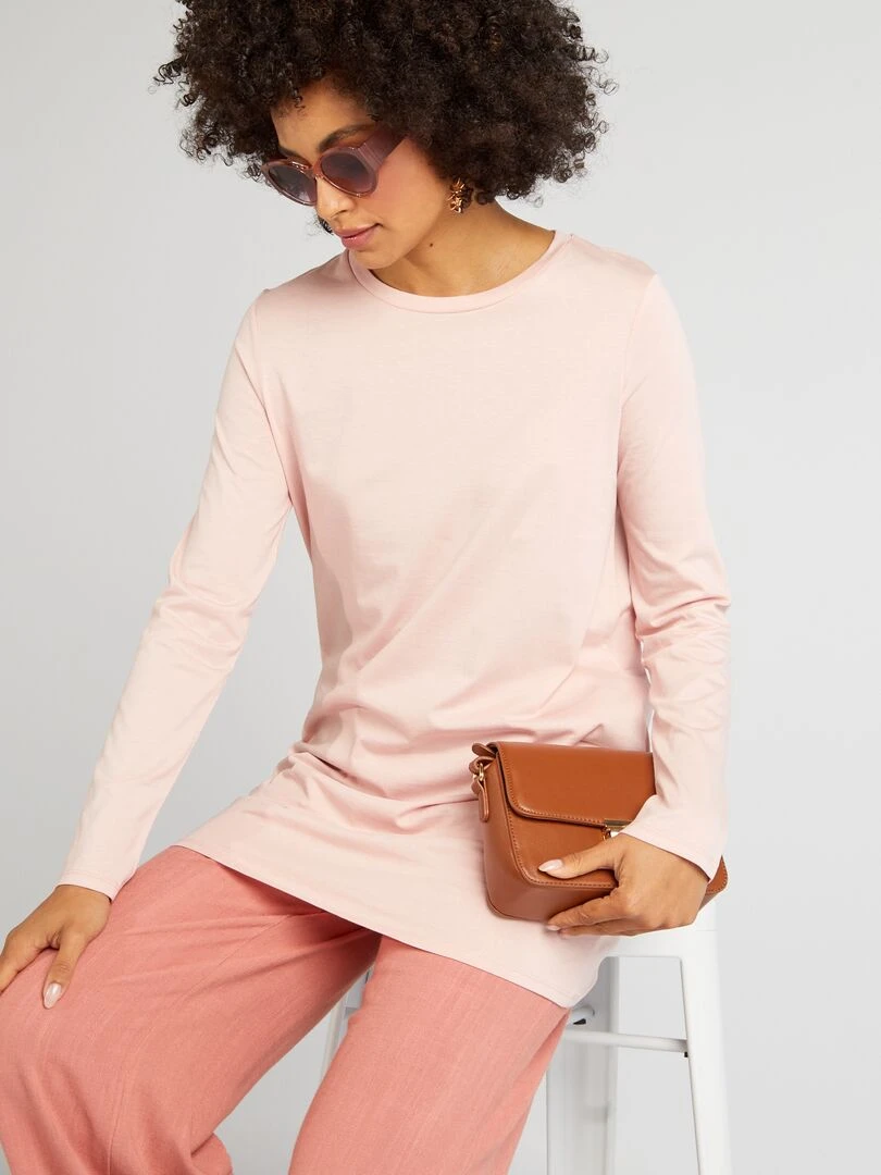 T shirt long à manches longues Rose