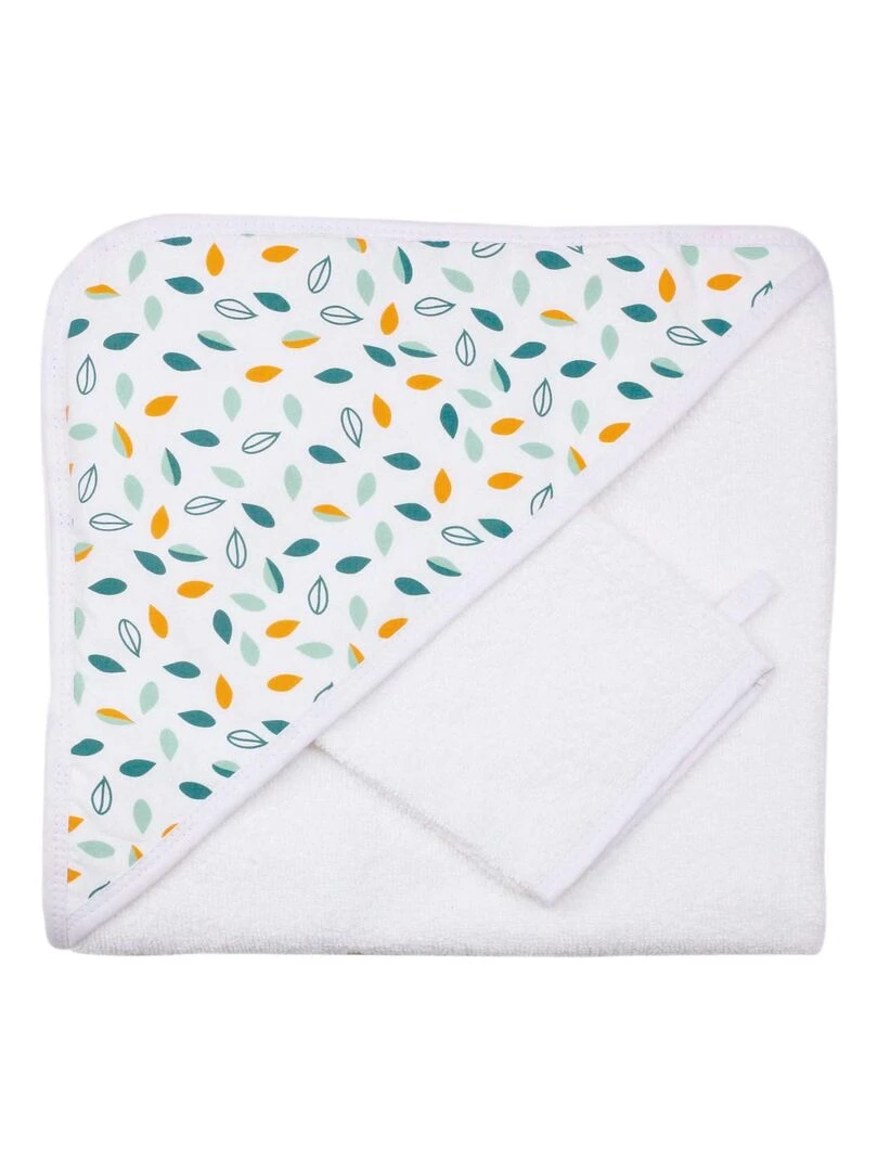 Set de bain bébé modèle feuilles Blanc