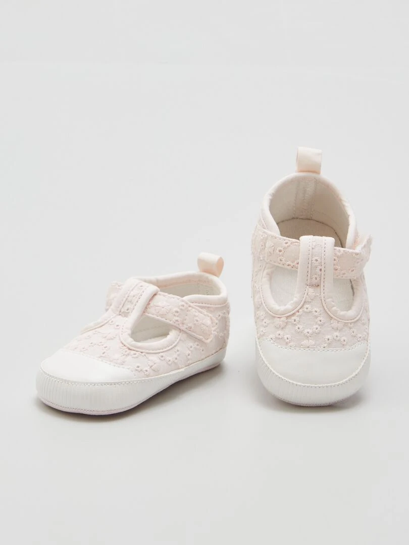 Baskets à bride en tissu ajouré   Rose pâle