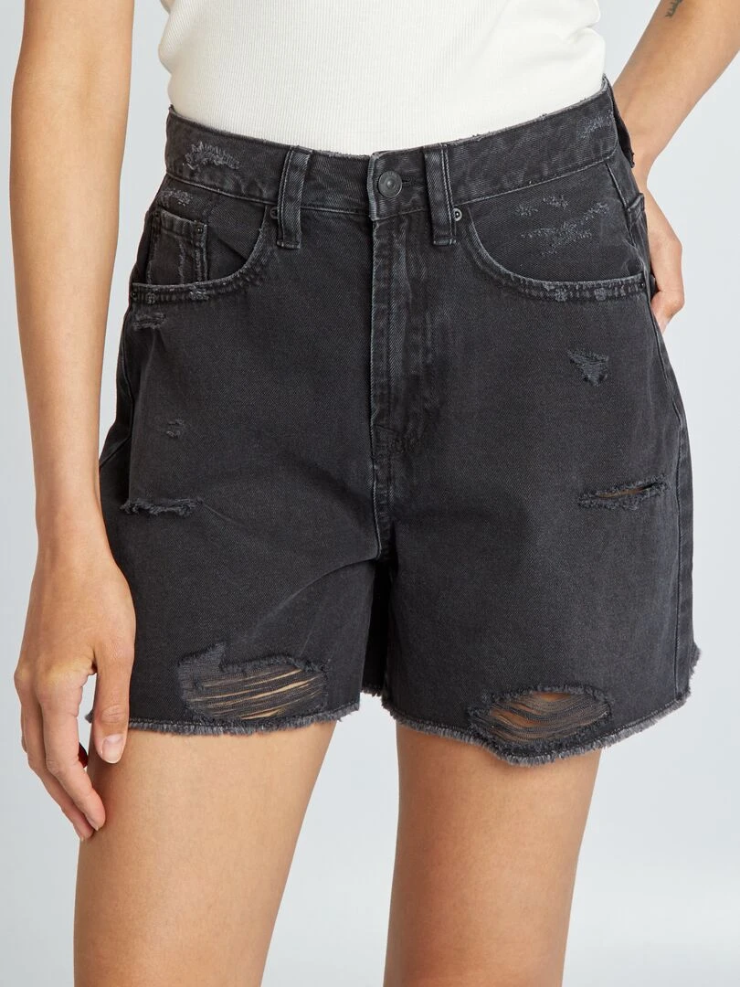 Short taille haute à abrasions Gris anthracite