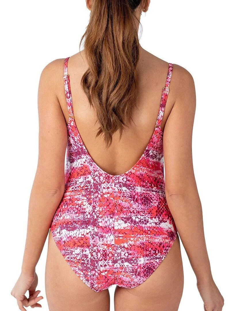 Maillot gainant 1 pièce imprimé reptile Marbella   Rouge