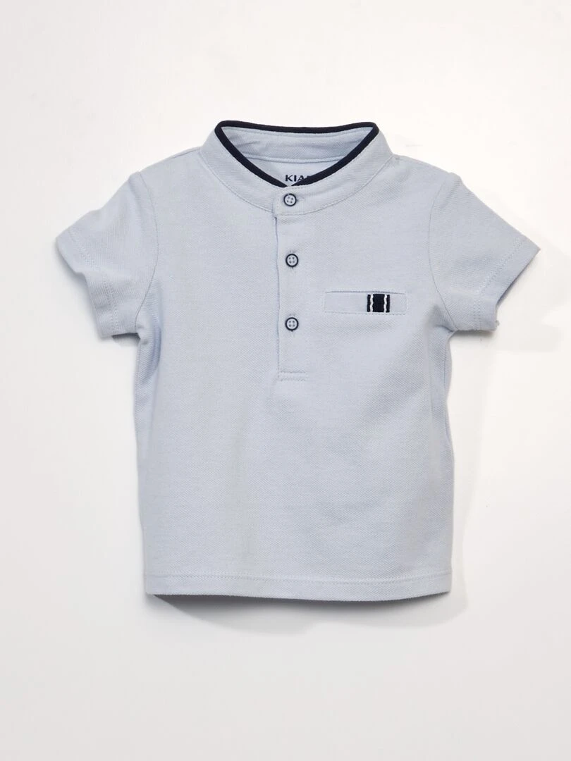 Ensemble 2 pièces Tee shirt esprit polo + short en twill BLEU