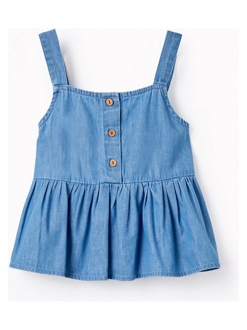 Haut en Denim à Bretelles pour Fille manches courtes Bleu foncé