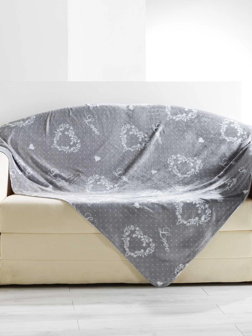 Plaid Couverture Collection Love Gris