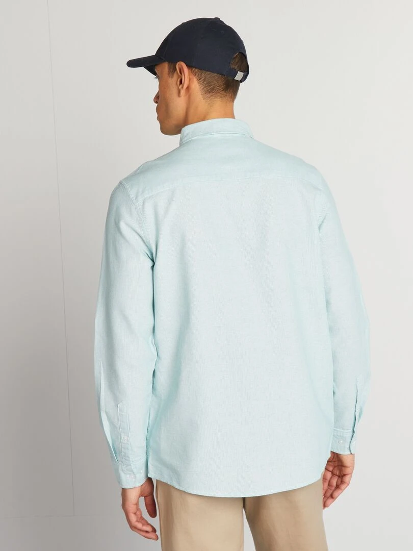 Chemise à coupe droite et à rayures   Vert/blanc