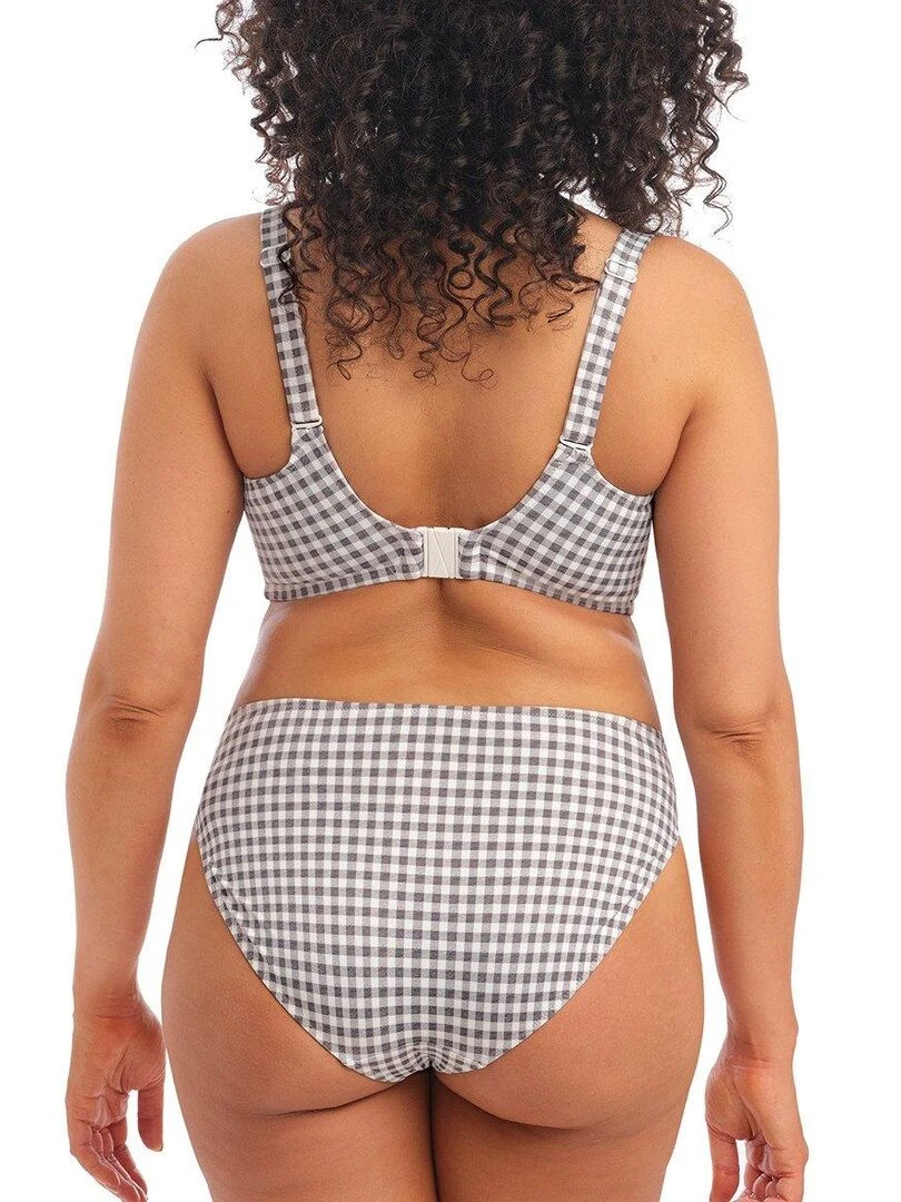 Haut de maillot de bain plongeant grande taille Checkmate   Gris
